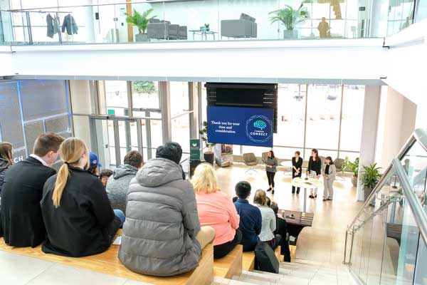 Crowd watched students business competition at Title Town Tech