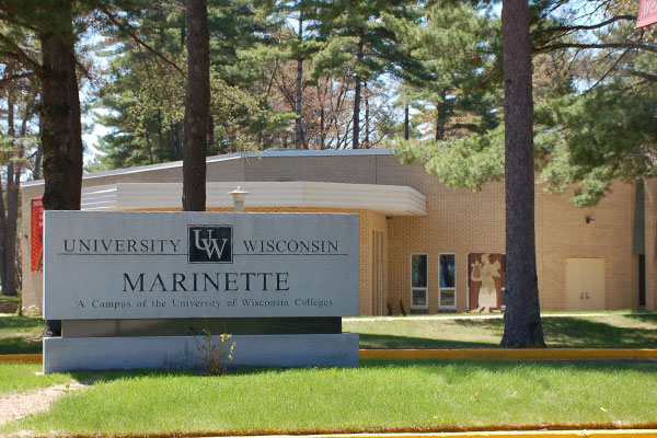 The front entrance to the Marinette Campus
