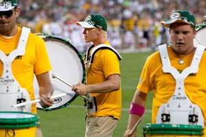 Chris Dinse ‘10 playing the bass drum in the Packers Tundra Line