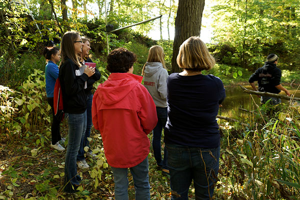 Students conducting stream research